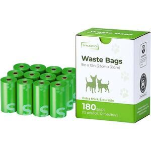 Typlastics Dog Poop Bags 180 Count Extra Thick Leakproof Unscented Green